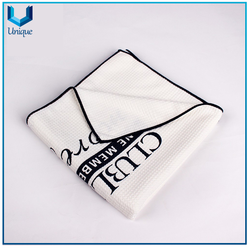 Printing Logo White Golf Towel, Customize Logo Sport Waffle Microfiber